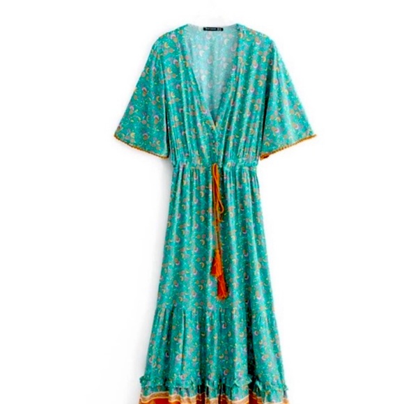 Plus Size Kaftan Cover Up Dress – Bohemian Floral Maxi For Beach, Pool, Or Casual Wear